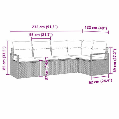 Garten-Sofa-Set 5 pcs Beige Poly Rattan