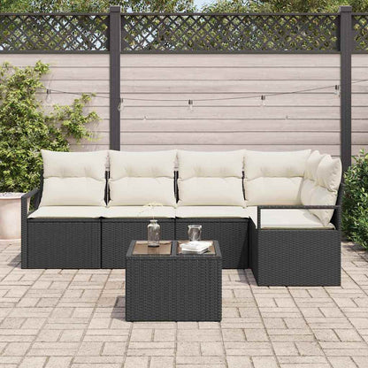 Garten-Sofa-Set 6 pcs Schwarz Poly Rattan