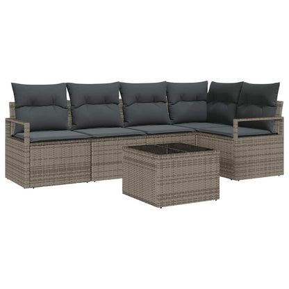 Garten-Sofa-Set 6 pcs Grau Poly Rattan