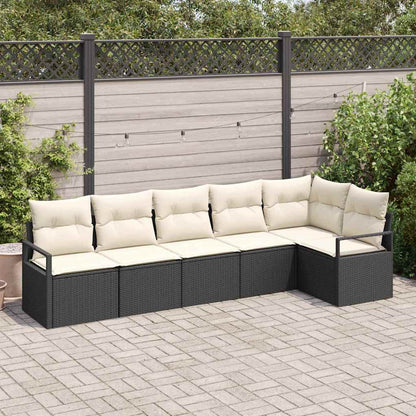Sofa Set 6 pcs Schwarz Poly-Rattan