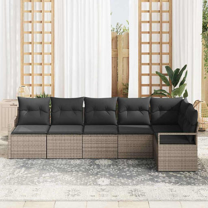 Garten-Sofa-Set 6 pcs Grau Poly Rattan