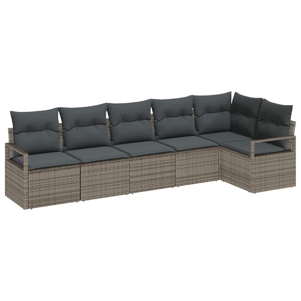 Garten-Sofa-Set 6 pcs Grau Poly Rattan