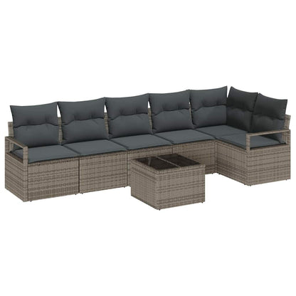 Garten-Sofa-Set 7 pcs Grau Poly Rattan
