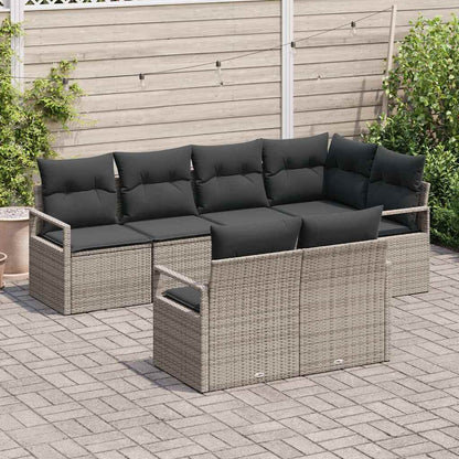 Garten-Sofa-Set 7 pcs Grau Poly Rattan