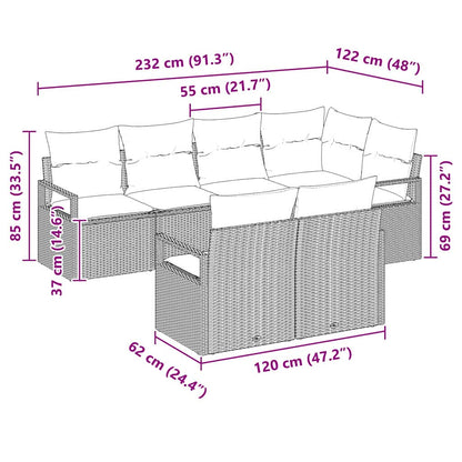 Garten-Sofa-Set 7 pcs Beige Poly Rattan
