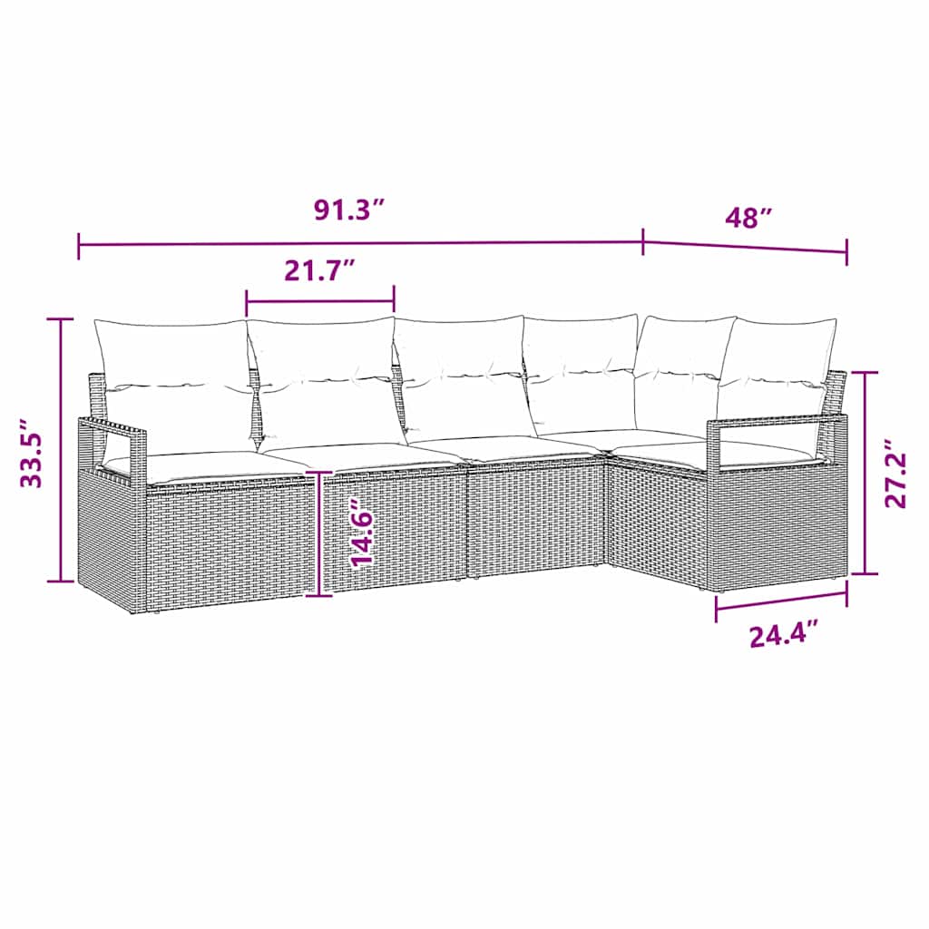 Garten-Sofa-Set 7 pcs Schwarz Poly Rattan