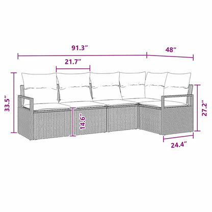 Garten-Sofa-Set 7 pcs Schwarz Poly Rattan