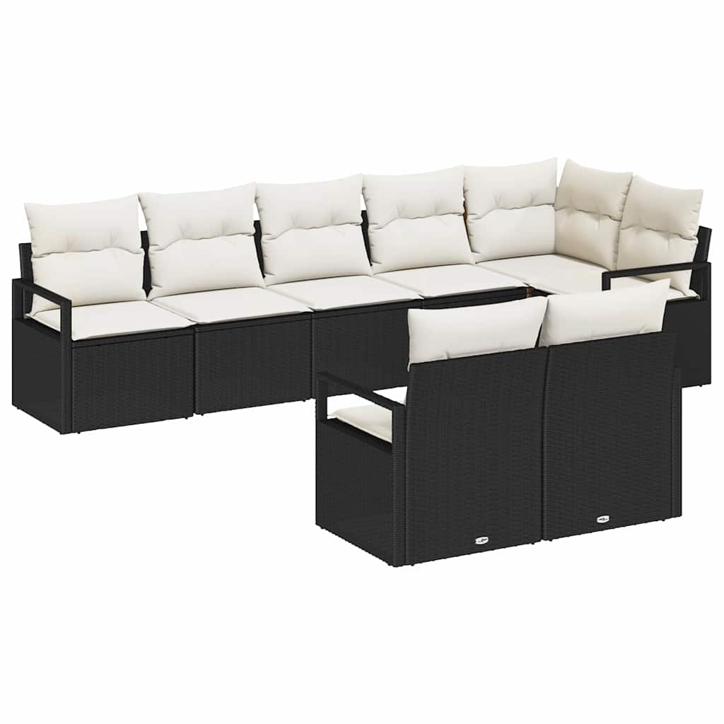 Sofa Set 8 pcs Schwarz Poly-Rattan