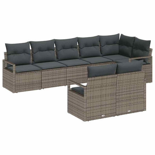 Garten-Sofa-Set 8 pcs Grau Poly Rattan