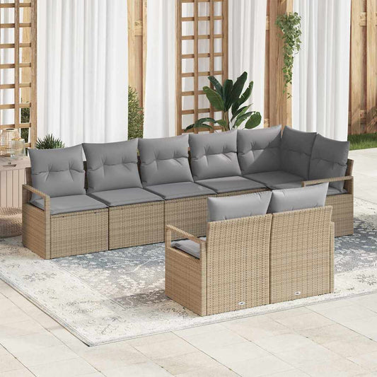 Garten-Sofa-Set 8 pcs Beige Poly Rattan