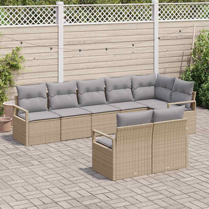 Garten-Sofa-Set 8 pcs Beige Poly Rattan