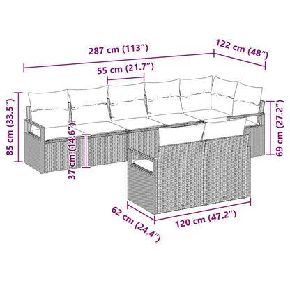 Garten-Sofa-Set 8 pcs Beige Poly Rattan