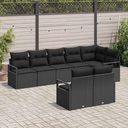 Garten-Sofa-Set 8 pcs Schwarz Poly Rattan