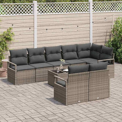 Garten-Sofa-Set 9 pcs Grau Poly Rattan