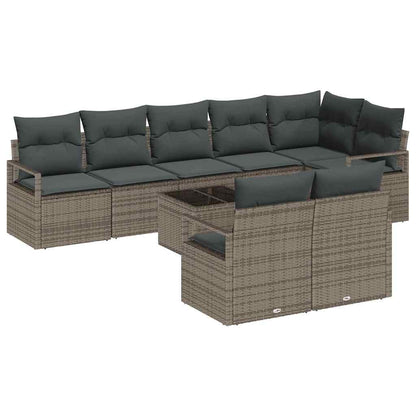 Garten-Sofa-Set 9 pcs Grau Poly Rattan