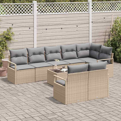 Garten-Sofa-Set 9 pcs Beige Poly Rattan