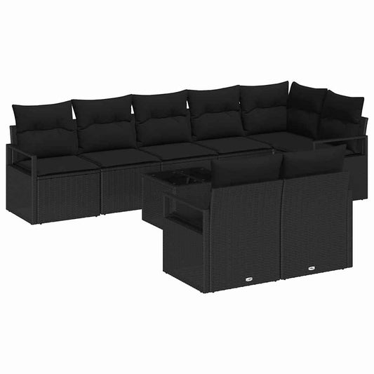 Garten-Sofa-Set 9 pcs Schwarz Poly Rattan