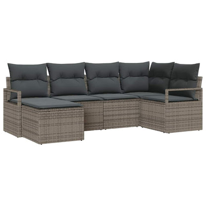 Garten-Sofa-Set 6 pcs Grau Poly Rattan