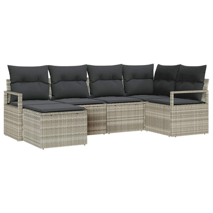Garten-Sofa-Set 6 pcs Hellgrau Poly Rattan