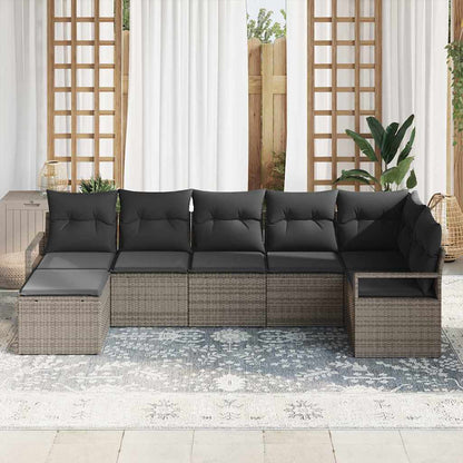 Garten-Sofa-Set 7 pcs Grau Poly Rattan