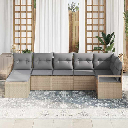 Garten-Sofa-Set 7 pcs Beige Poly Rattan