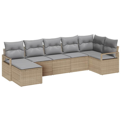 Garten-Sofa-Set 7 pcs Beige Poly Rattan