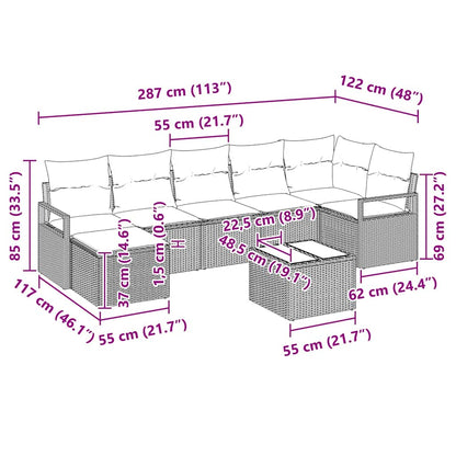 Sofa Set 8 pcs Braun Poly-Rattan