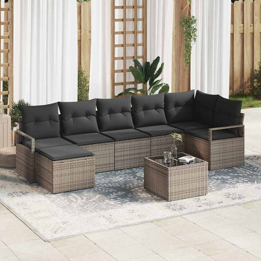 Garten-Sofa-Set 8 pcs Grau Poly Rattan