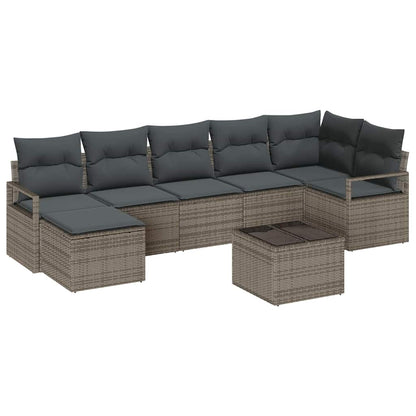 Garten-Sofa-Set 8 pcs Grau Poly Rattan