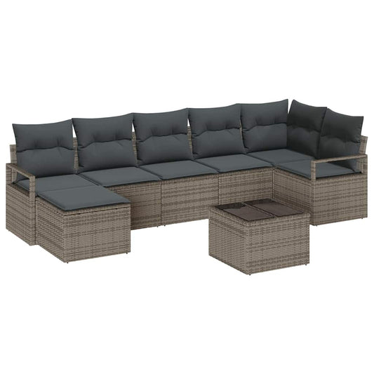 Garten-Sofa-Set 8 pcs Grau Poly Rattan