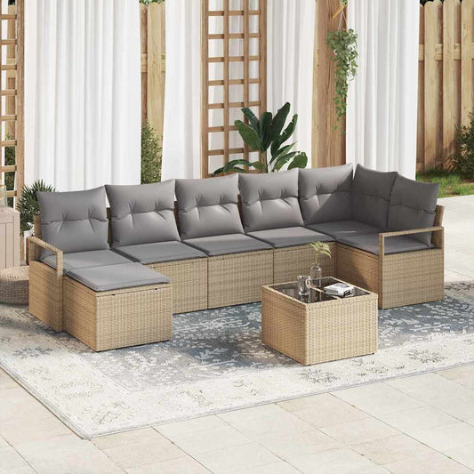 Garten-Sofa-Set 8 pcs Beige Poly Rattan