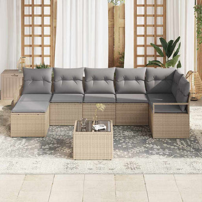 Garten-Sofa-Set 8 pcs Beige Poly Rattan