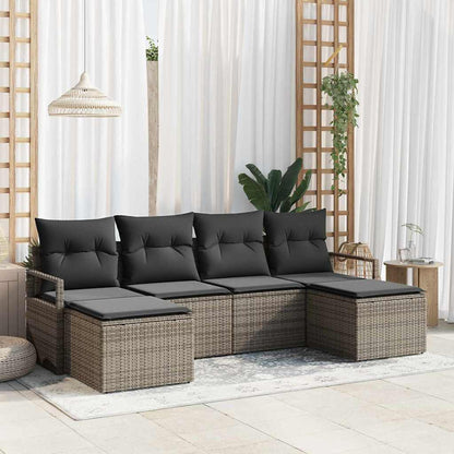 Garten-Sofa-Set 6 pcs Grau Poly Rattan