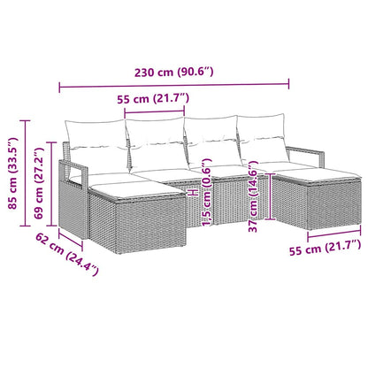 Garten-Sofa-Set 6 pcs Grau Poly Rattan