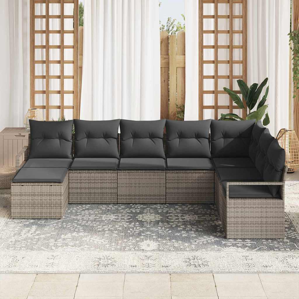Garten-Sofa-Set 8 pcs Grau Poly Rattan