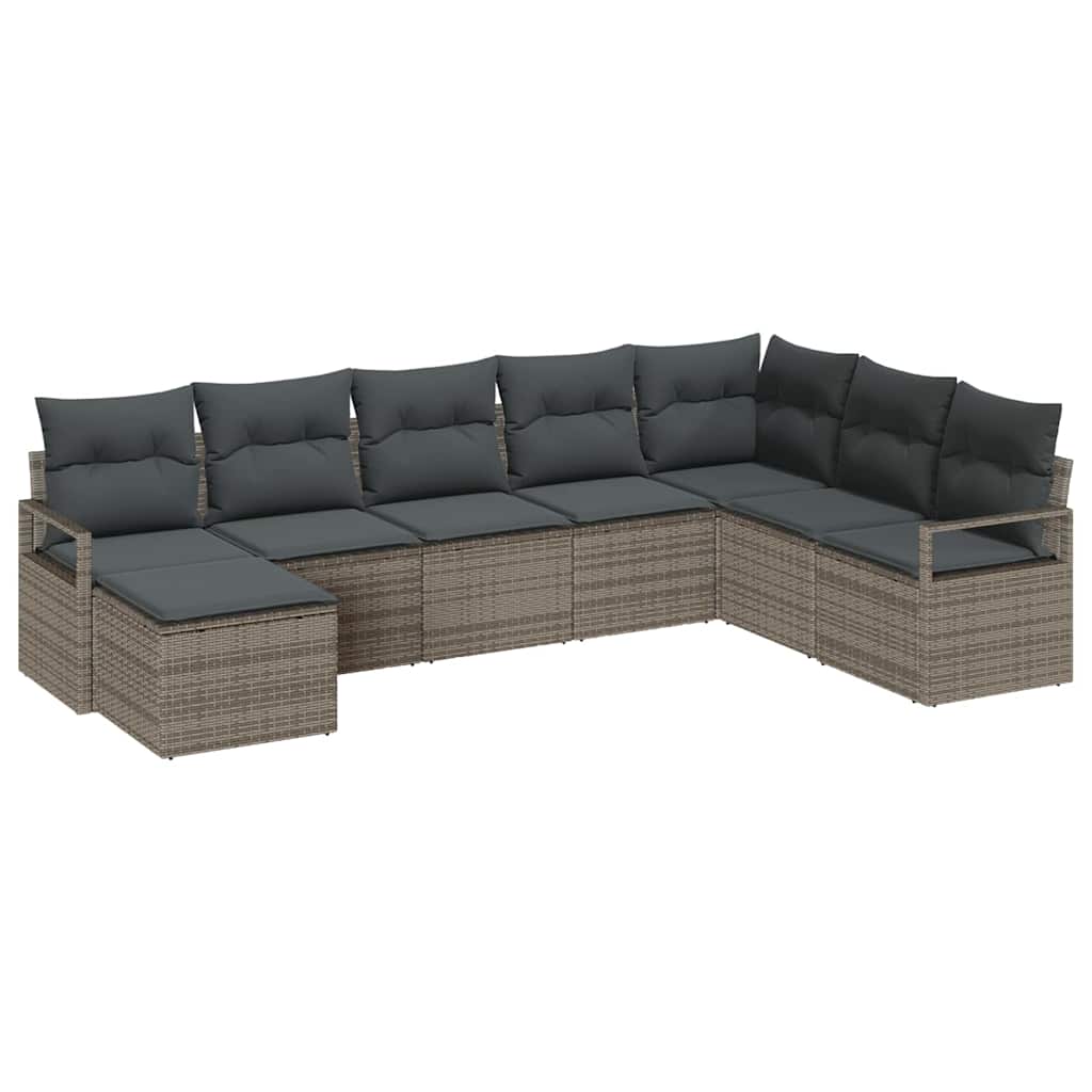 Garten-Sofa-Set 8 pcs Grau Poly Rattan