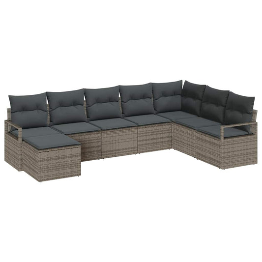 Garten-Sofa-Set 8 pcs Grau Poly Rattan
