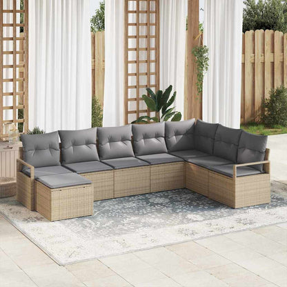 Garten-Sofa-Set 8 pcs Beige Poly Rattan