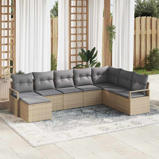 Garten-Sofa-Set 8 pcs Beige Poly Rattan