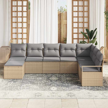 Garten-Sofa-Set 8 pcs Beige Poly Rattan