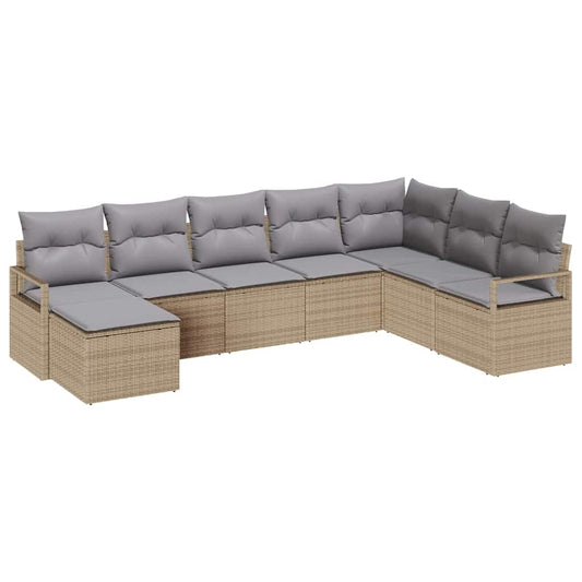 Garten-Sofa-Set 8 pcs Beige Poly Rattan