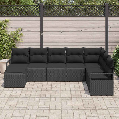 Garten-Sofa-Set 8 pcs Schwarz Poly Rattan