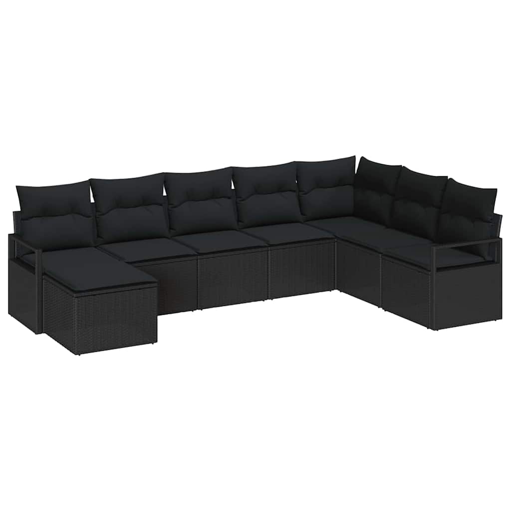 Garten-Sofa-Set 8 pcs Schwarz Poly Rattan