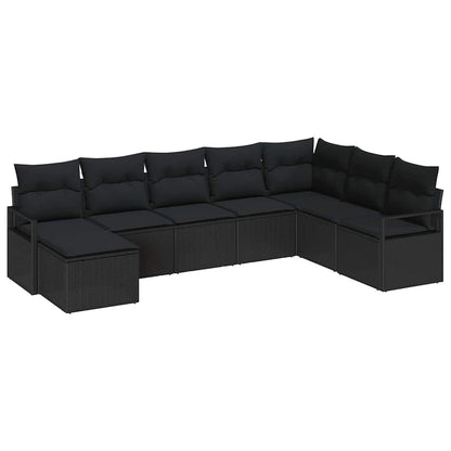 Garten-Sofa-Set 8 pcs Schwarz Poly Rattan