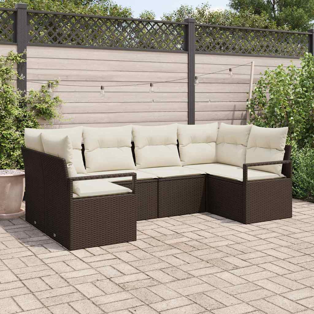 Sofa Set mit Kissen 6 pcs Braun Poly Rattan