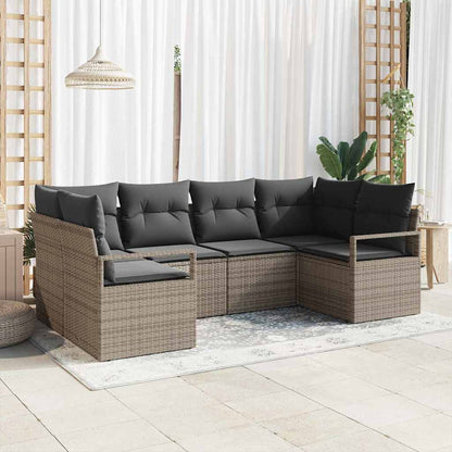 Garten-Sofa-Set 6 pcs Grau Poly Rattan