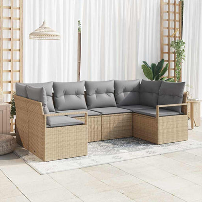 Garten-Sofa-Set 6 pcs Beige Poly Rattan