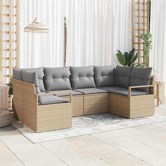 Garten-Sofa-Set 6 pcs Beige Poly Rattan