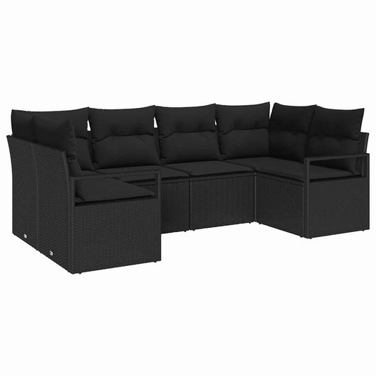 Garten-Sofa-Set 6 pcs Schwarz Poly Rattan