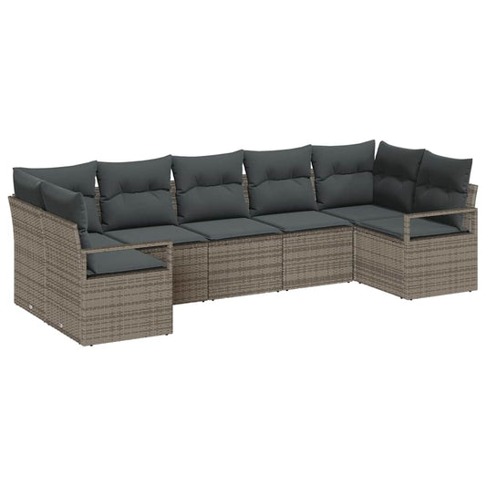 Garten-Sofa-Set 7 pcs Grau Poly Rattan